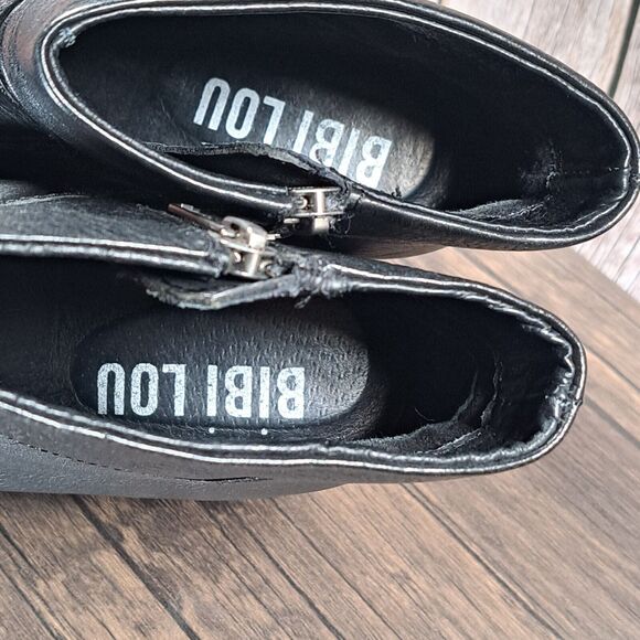 BiBi Lou Black Leather Hidden Wedge Ankle Boot Women's Size 9 EU 39 - Picture 7 of 8